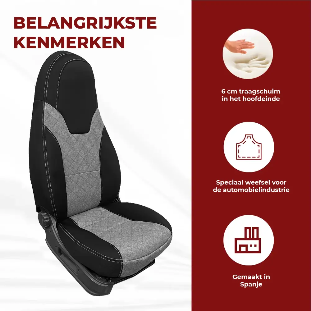 Pareja de fundas de asientos Premium Para Fiat Ducato Marbella